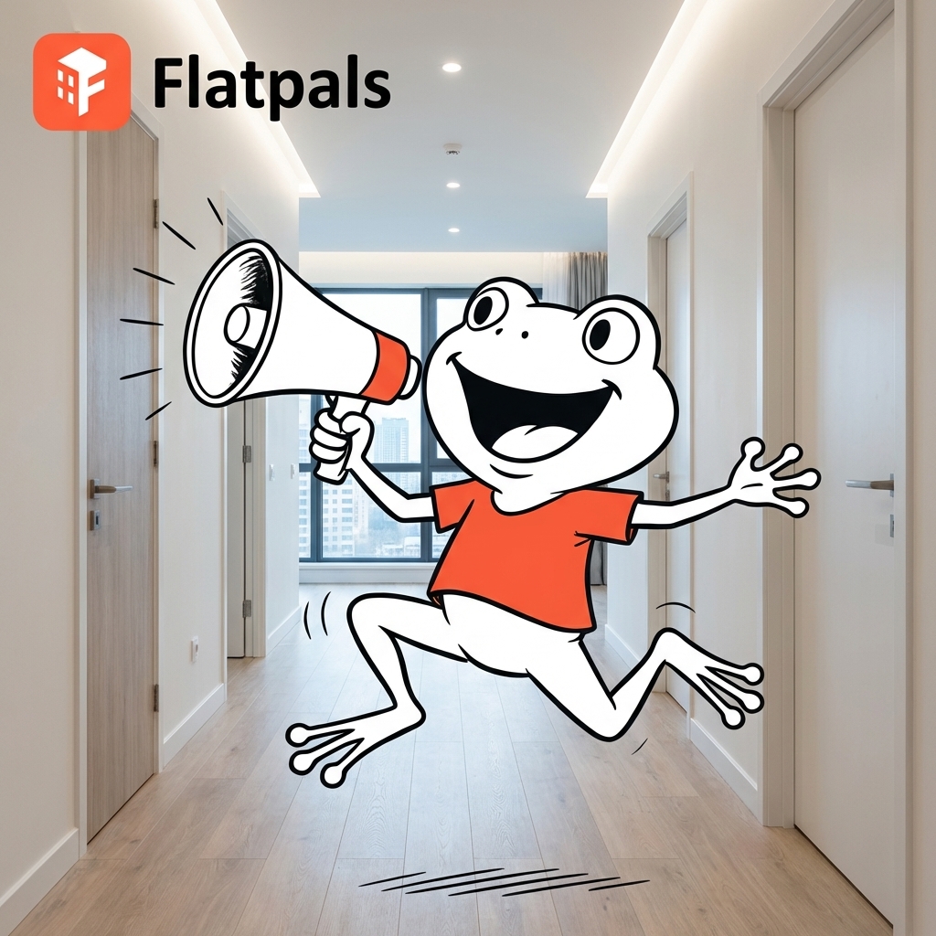 Flatpals Mascot happy with amplifier